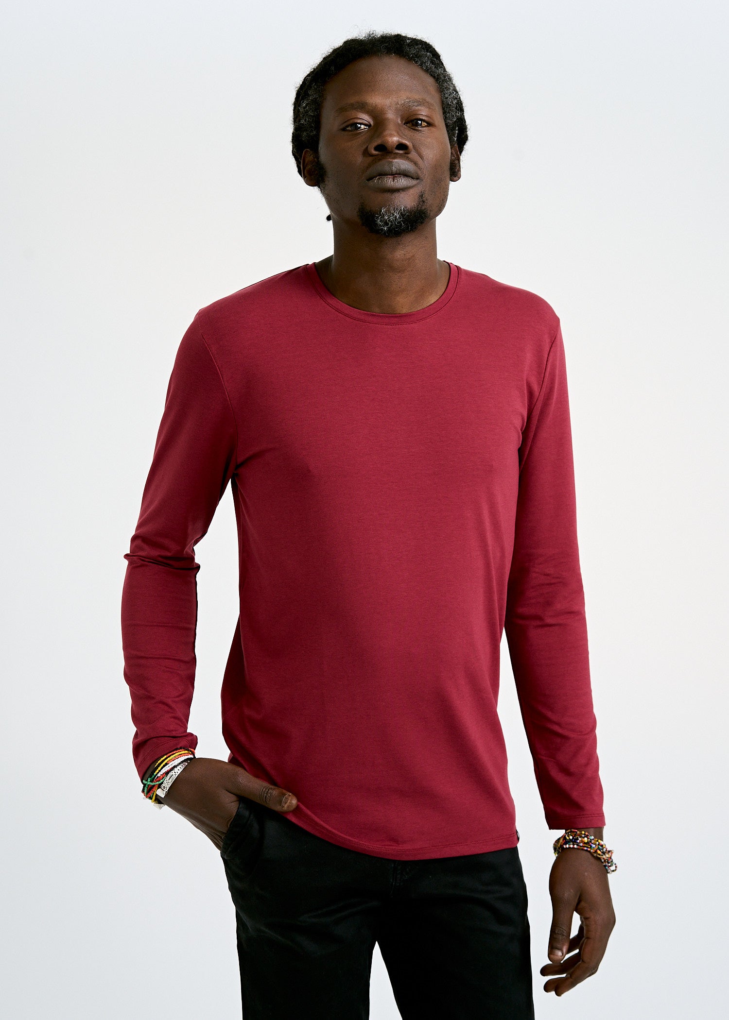 Wijld David Langarmshirt Tibetan Red Herren Lyocell