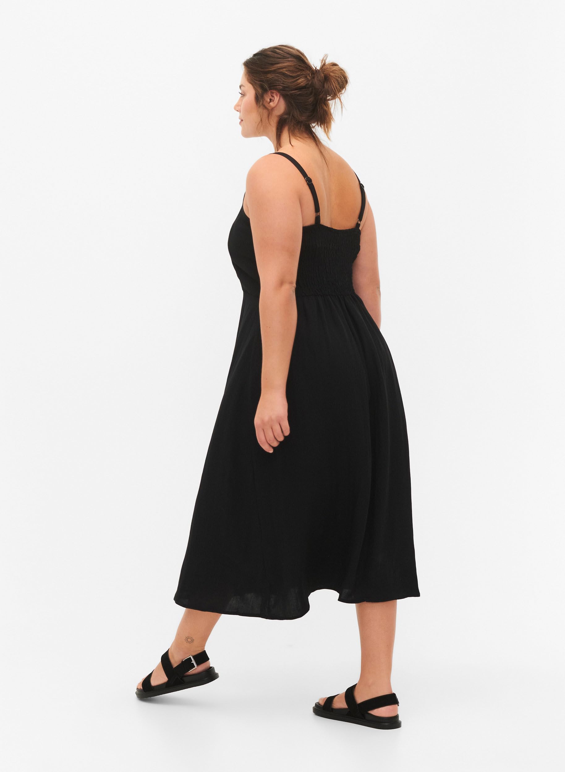 Zizzi Dresses Midikleid Viskose Träger einfarbig