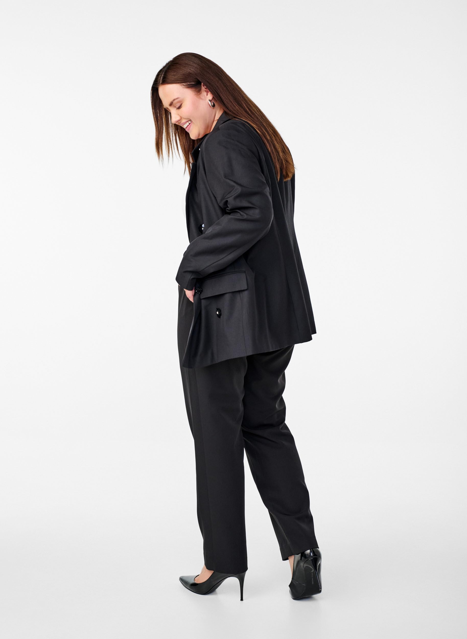 Zizzi Hose gerades Bein Taschen hohe Taille 42-60
