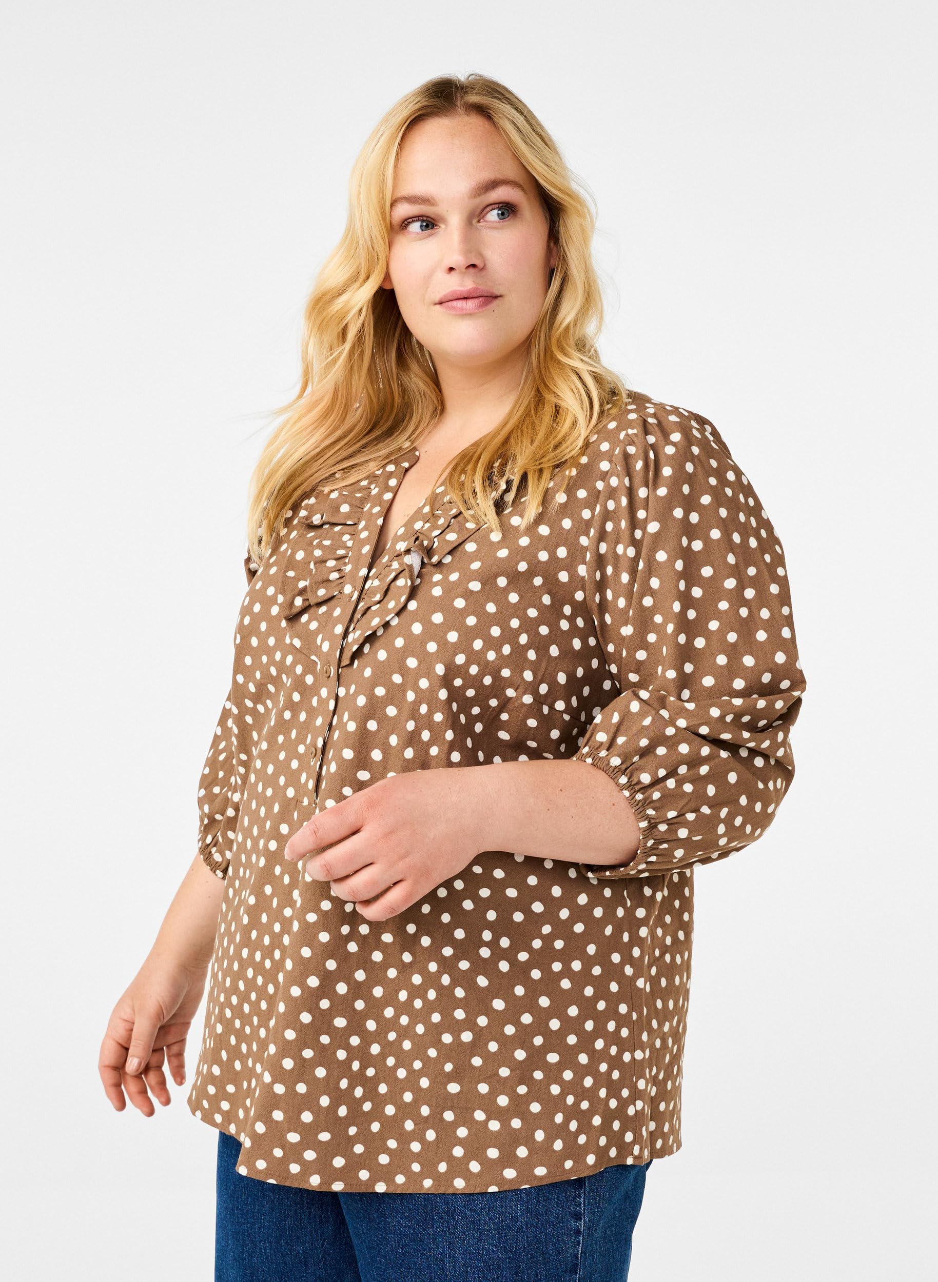 Zizzi Bluse Baumwolle 3/4-Ärmel Print große Größen