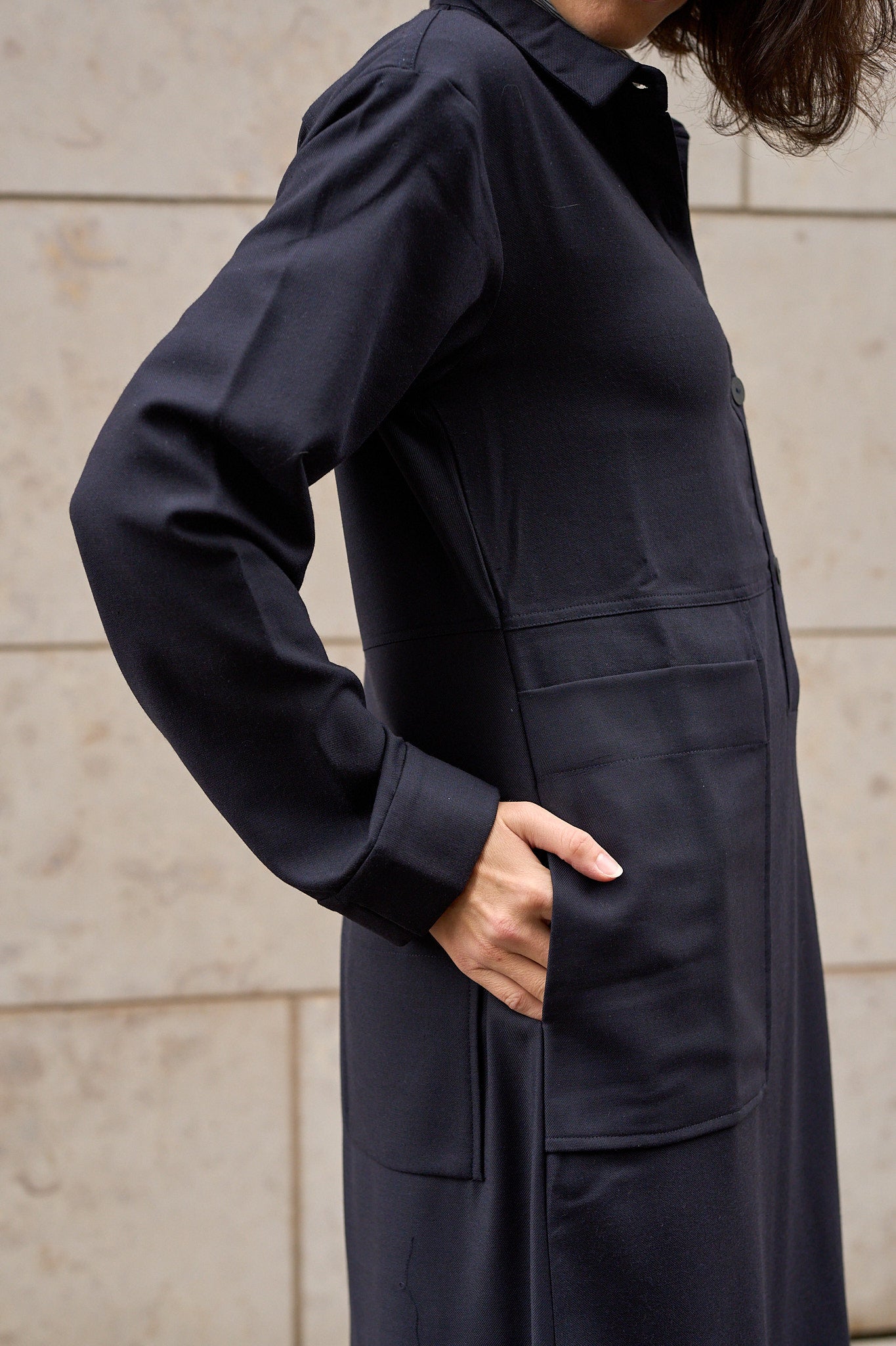 Christiane Strobel JOSIE Hemdblusenkleid Blau Wollmischung Größe S