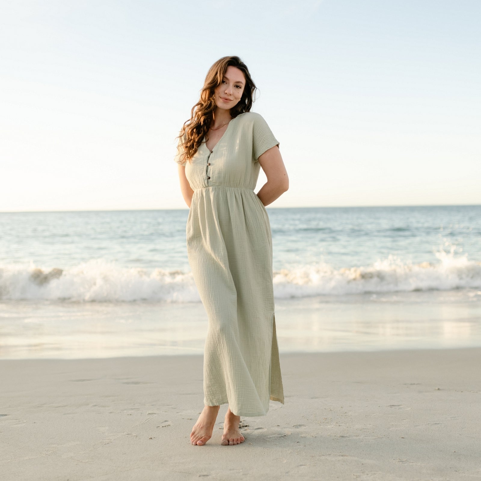 Nordlicht Alma Musselin Kleid Damen M Salbei Bio