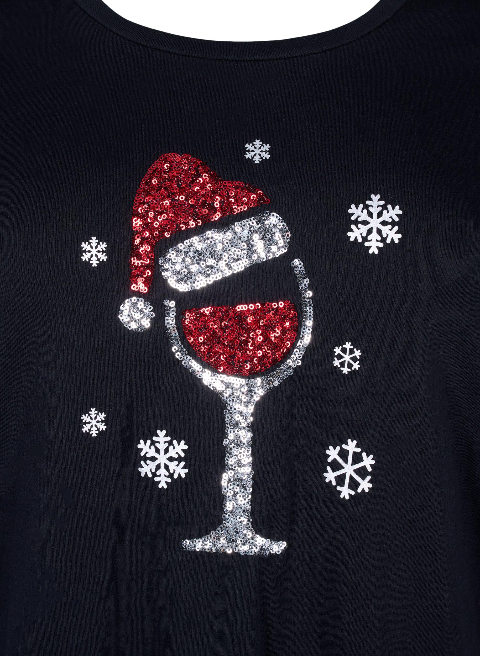 Zizzi Nightwear Weihnachts-T-Shirt Baumwolle Rundhals Gr. 42-60