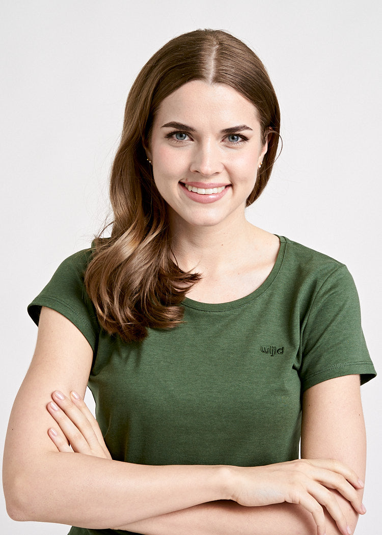 Wijld WoodShirt Sarah Damen T-Shirt Schwarz Holzfaser