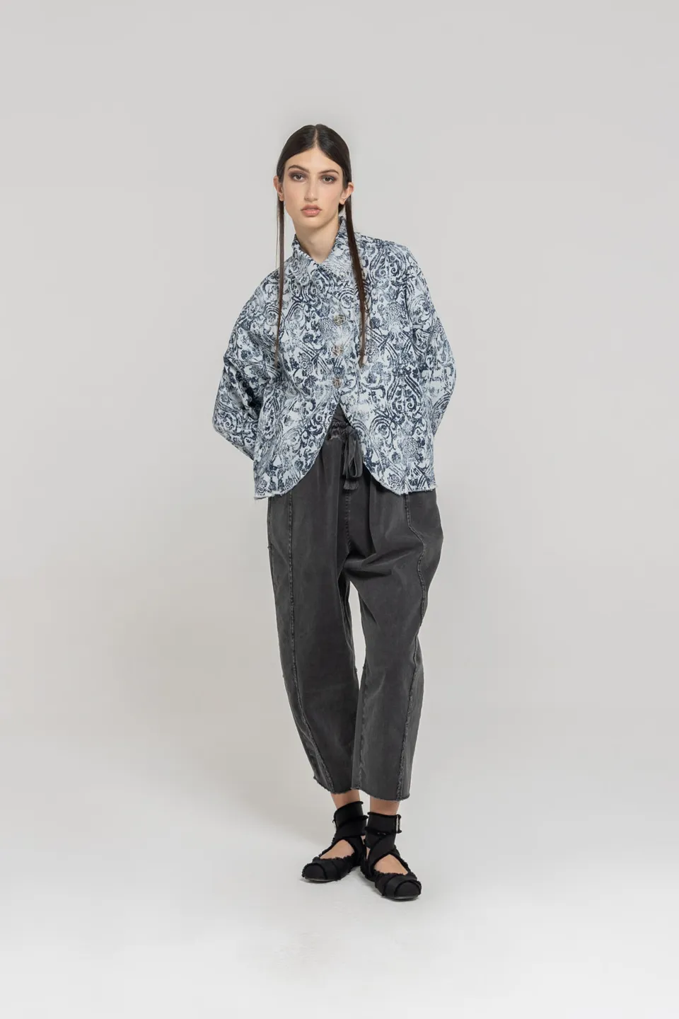 Sanctamuerte Capispalla Blazer Over Blazer Barockmuster Tencel