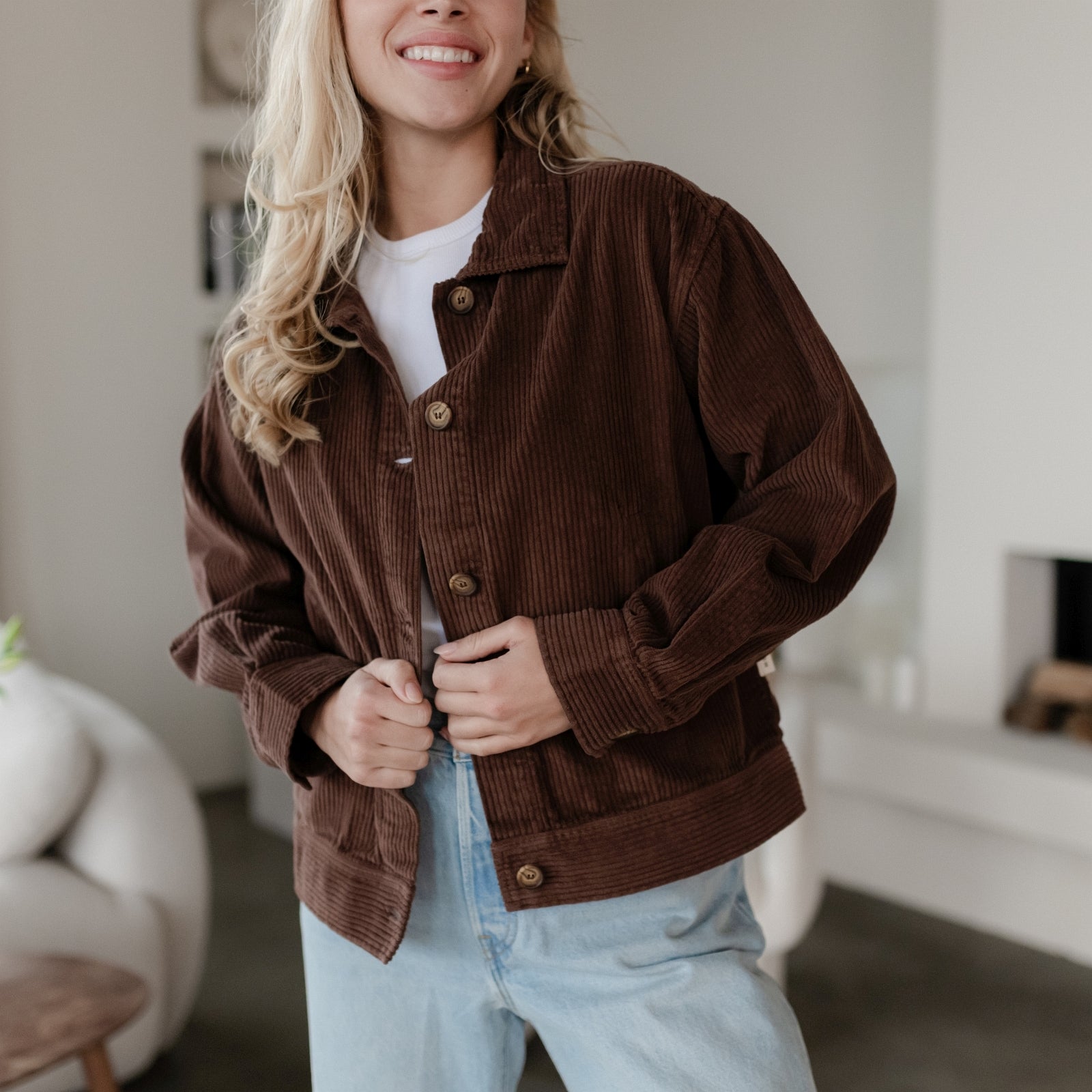 Nordlicht Silja Cordjacke Damen Braun Bio-Baumwolle locker