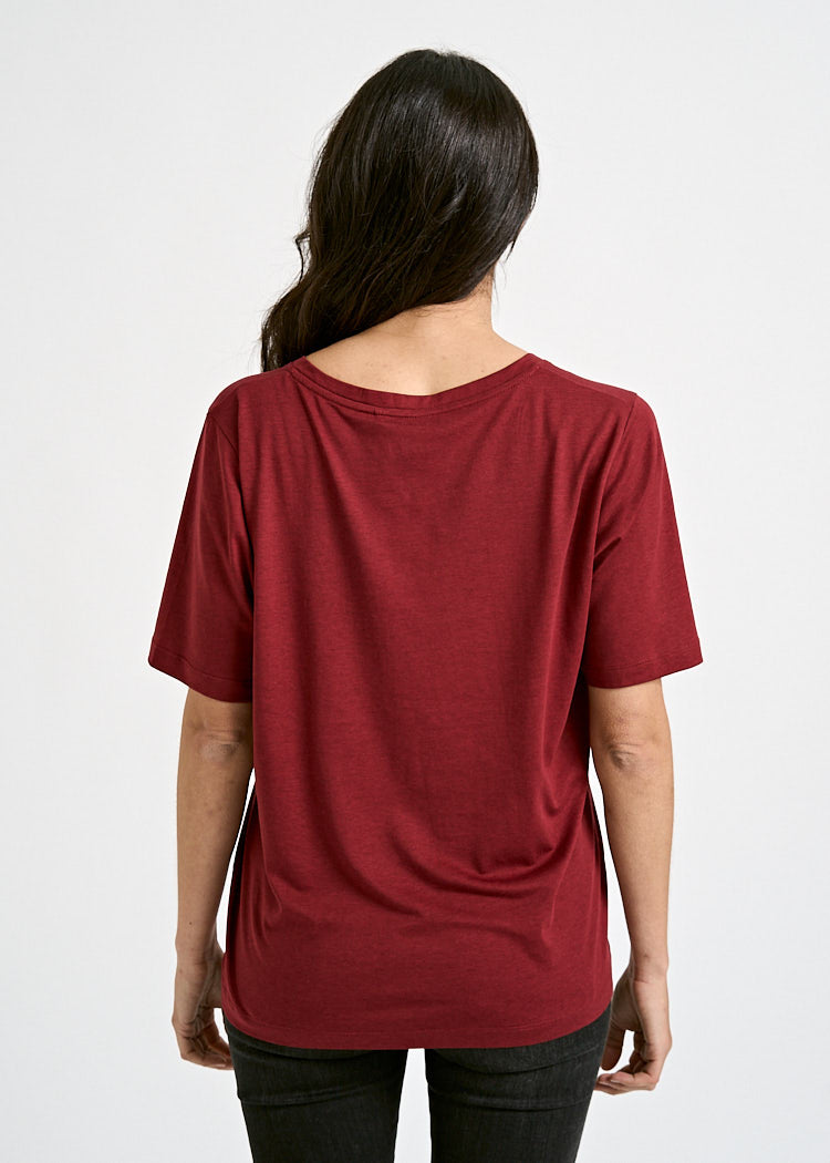 Wijld Woodshirt Frida Merlot Damen T-Shirt Rot Basic