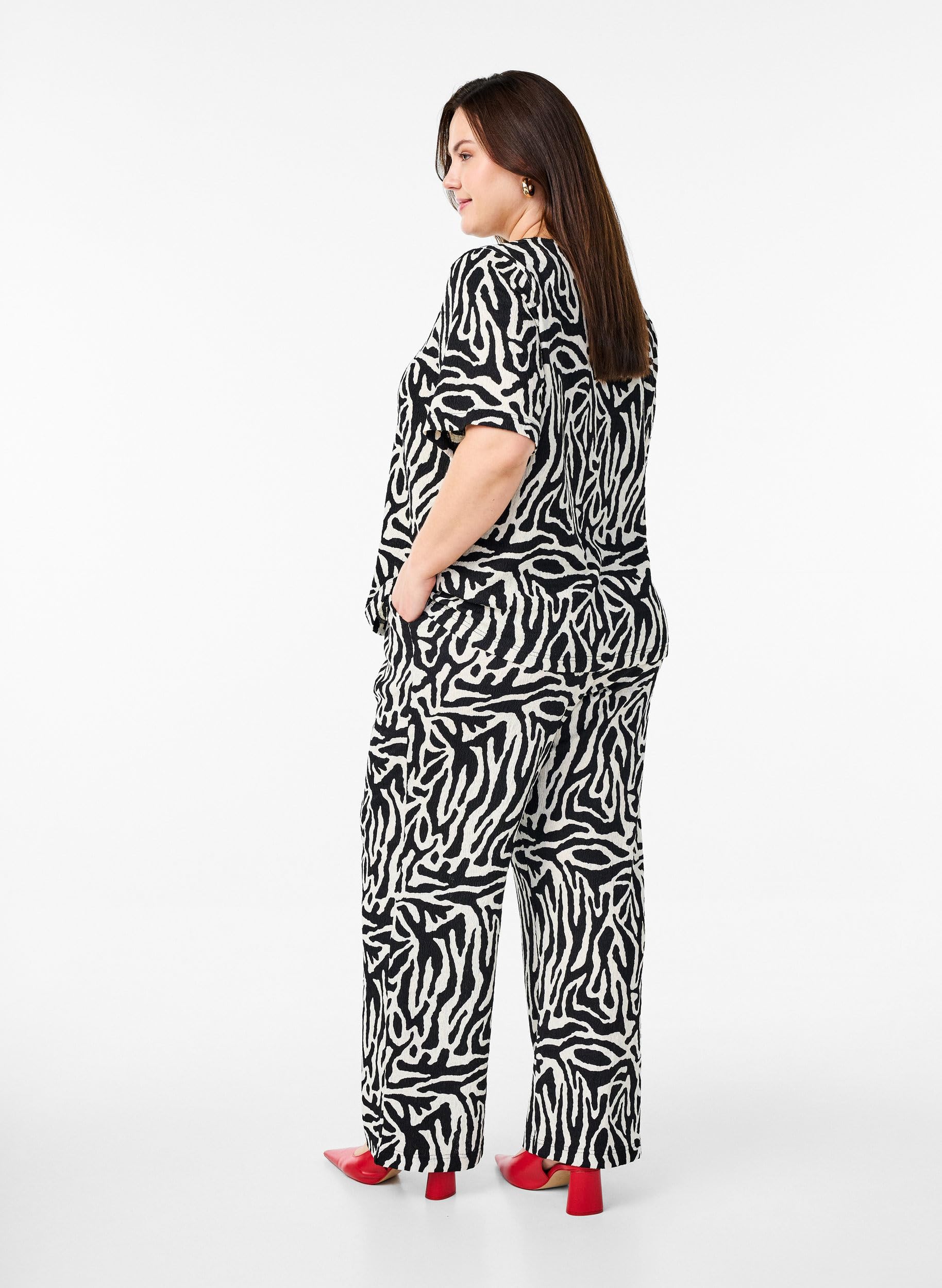 Zizzi Hose Zebraprint Große Größen mit Taschen