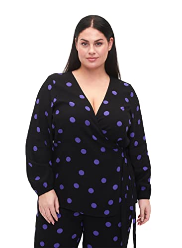 Zizzi Wickelbluse Damen V-Ausschnitt Punkte Viskose