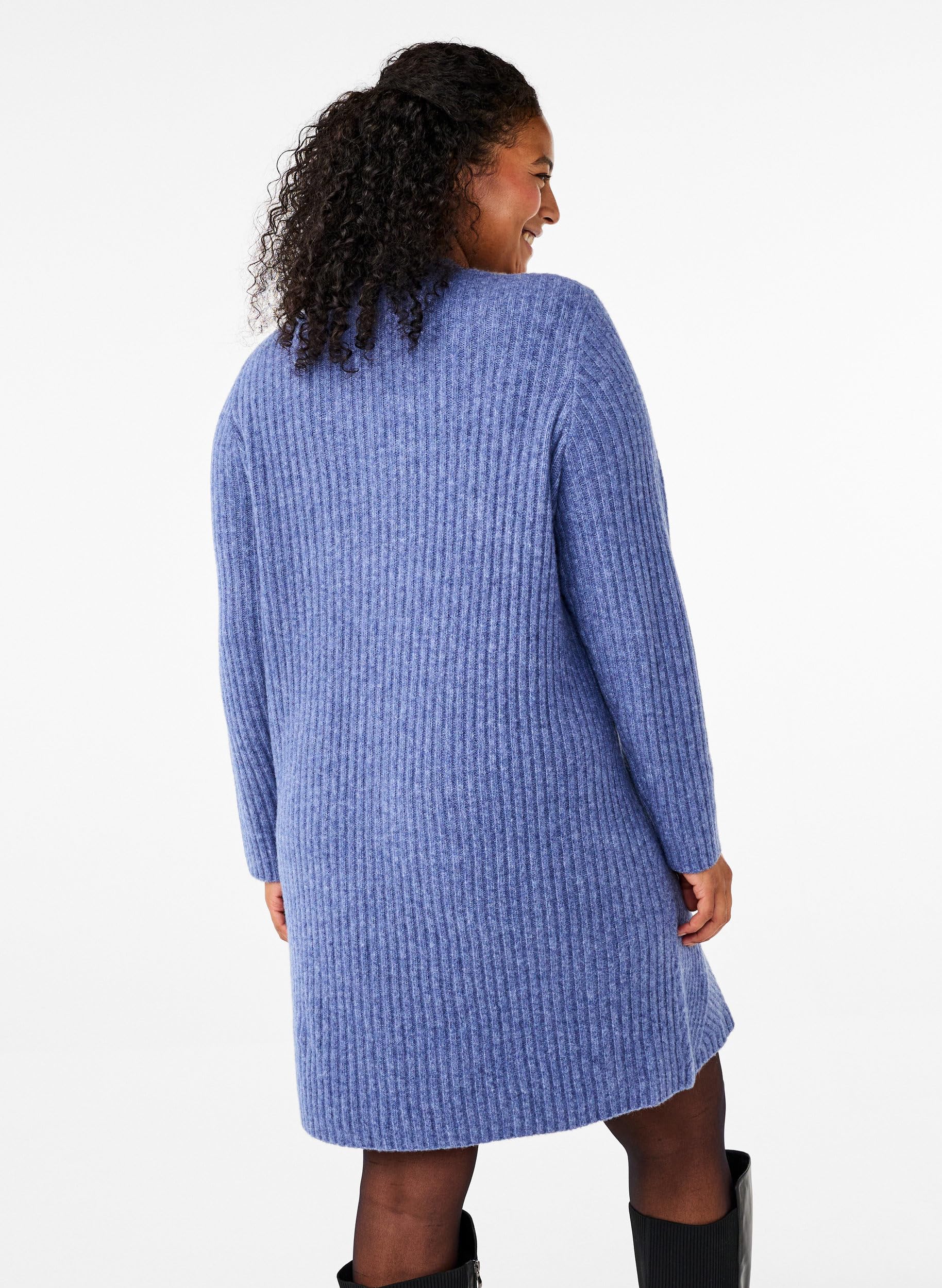 Zizzi Strickkleid Wolle Rundhals Langarm Große Größen 42-60