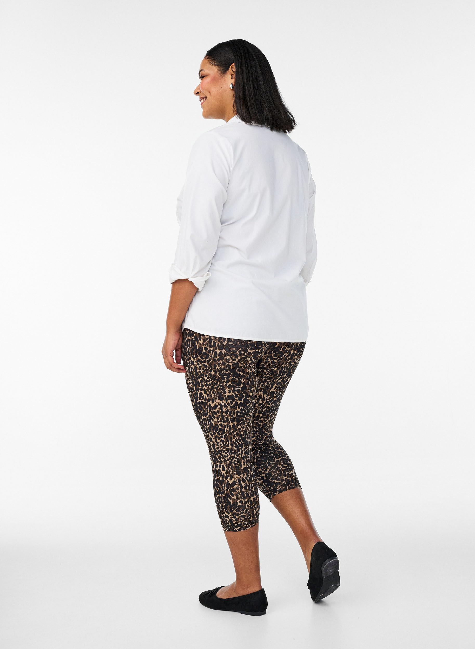 Zizzi 3/4 Leggings 2-Pack Schwarz Leo große Größen Damen