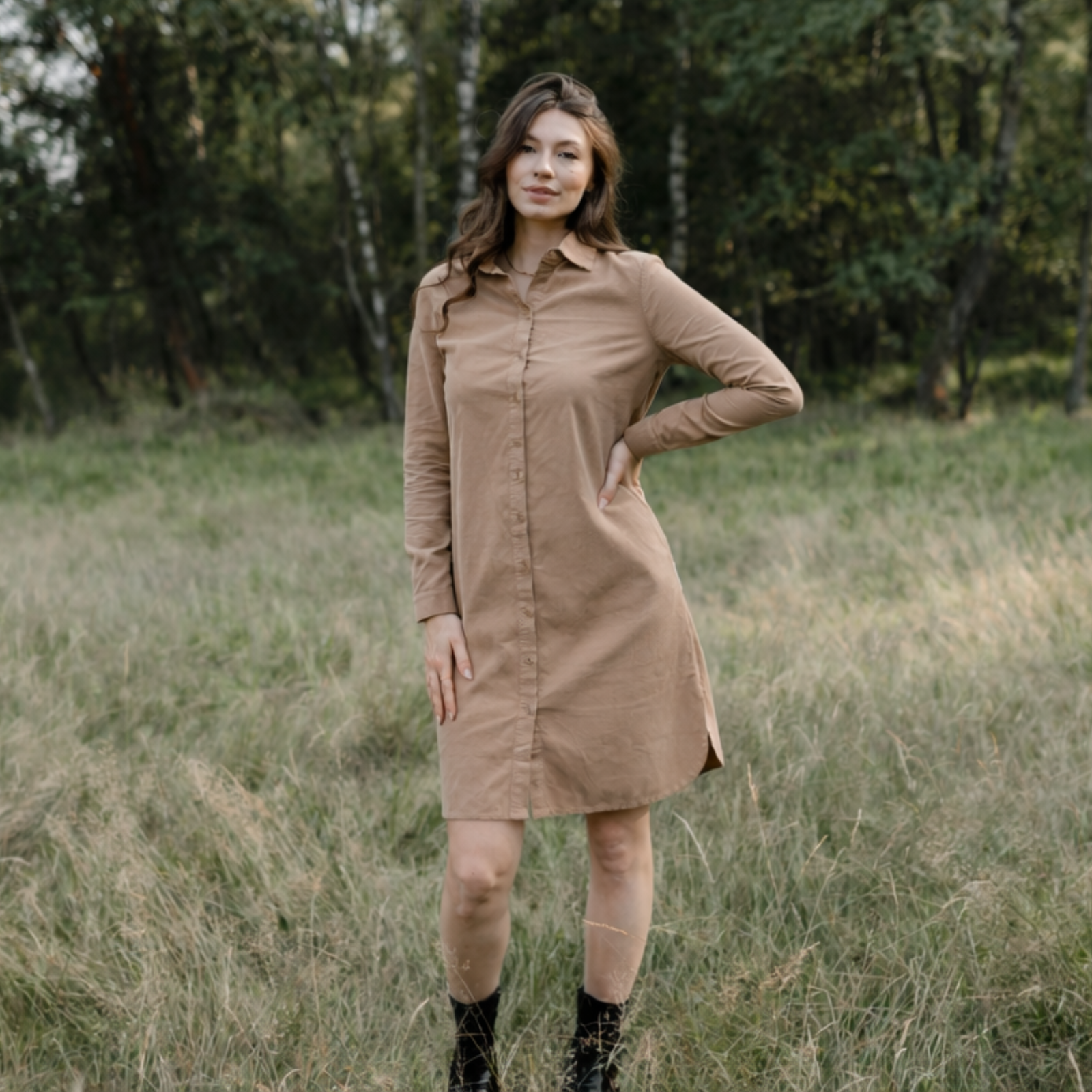 NORDLICHT Enna Cord Kleid Braun Bio-Baumwolle