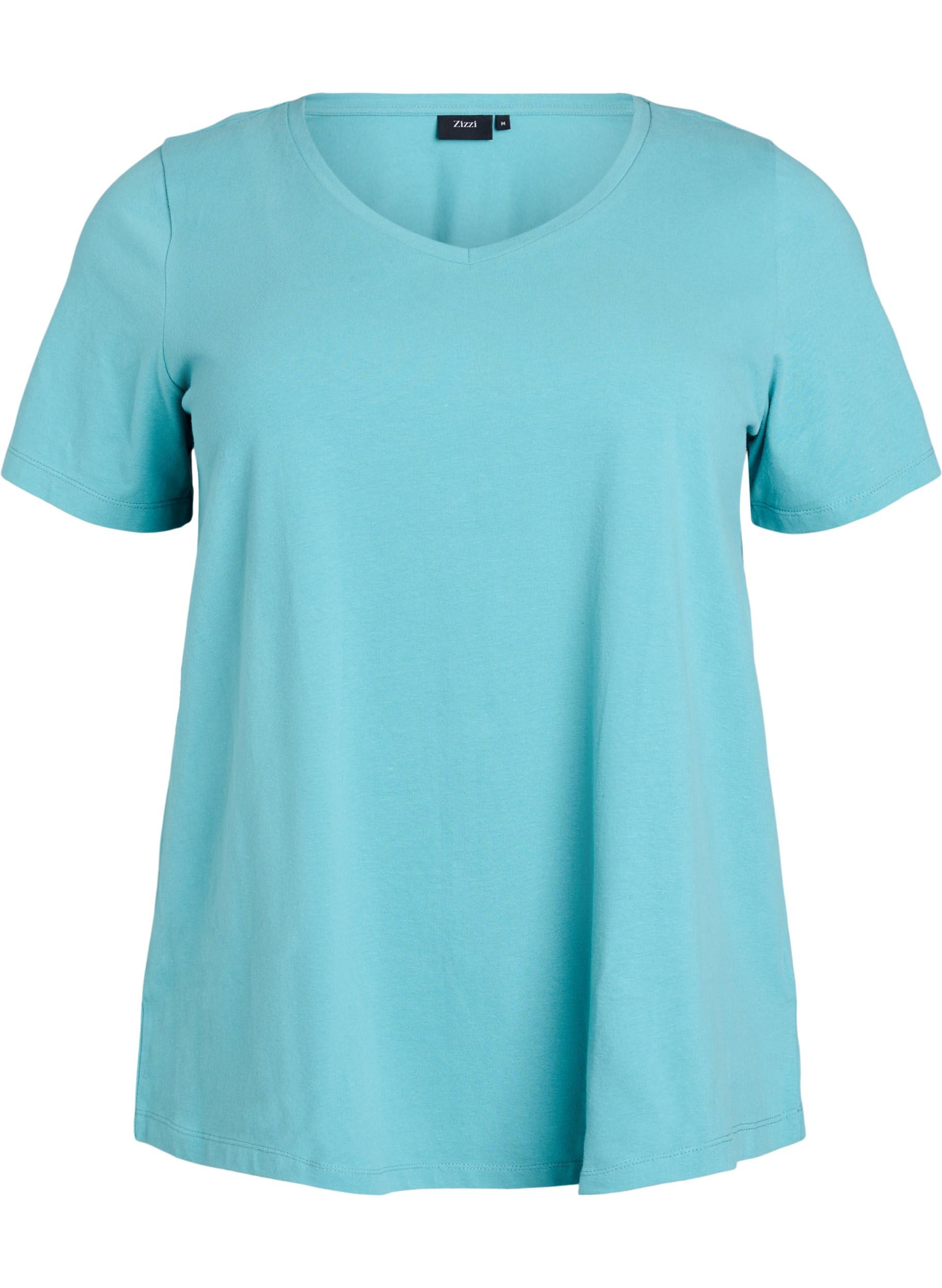 Zizzi Basic T-Shirt Große Größen Schwarz V-Ausschnitt
