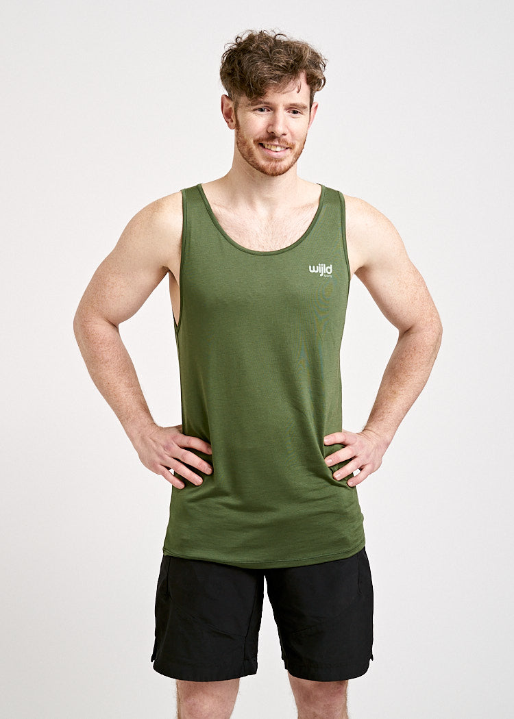 Wijld Sport Tank Top Herren Olive Atmungsaktiv