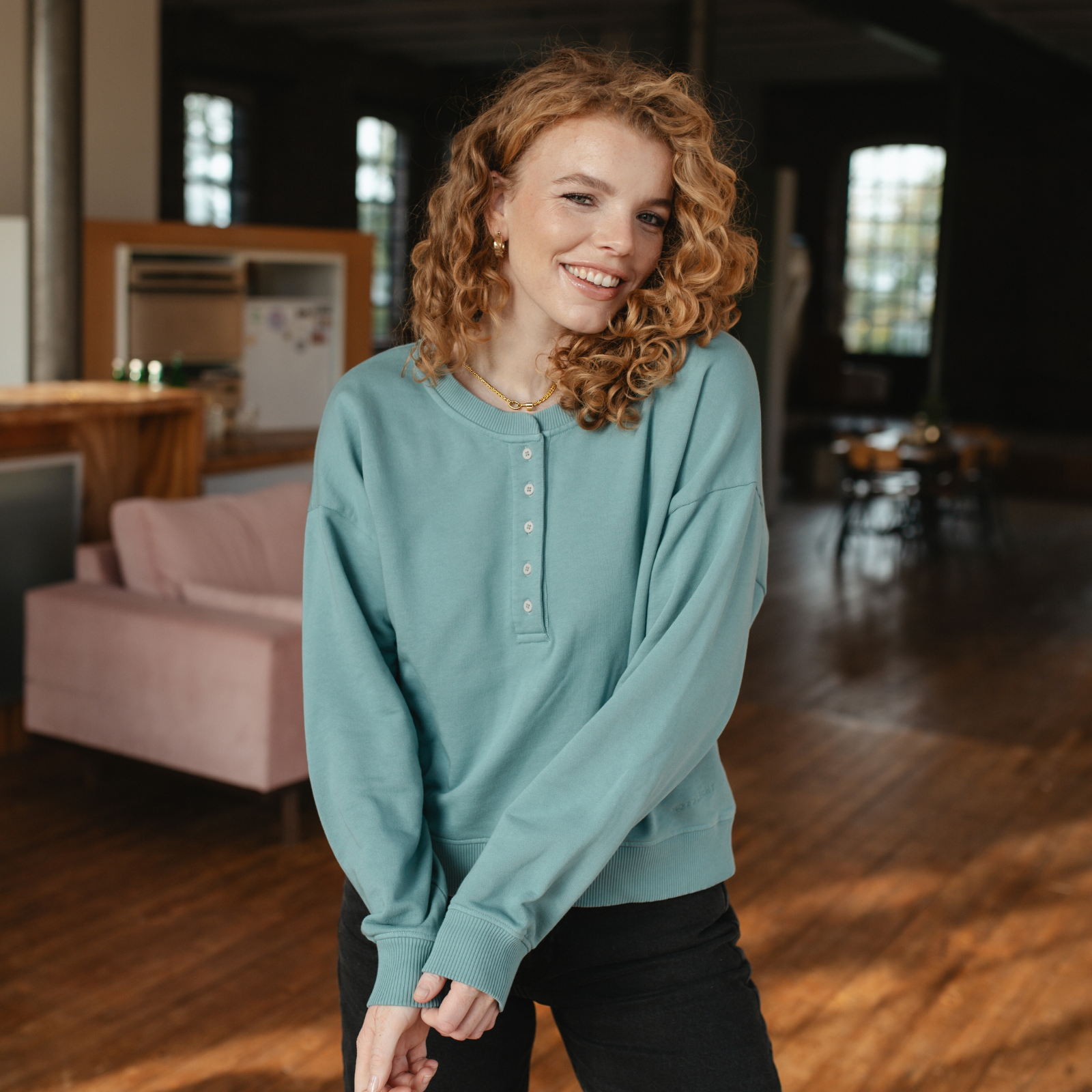 NORDLICHT Vanja Henley Sweater M Bio-Baumwolle
