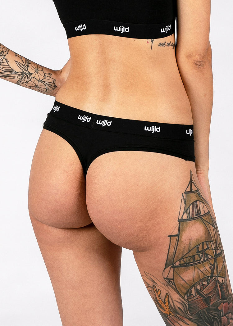 Wijld Underwear Damen Tanga Black Lyocell Slip