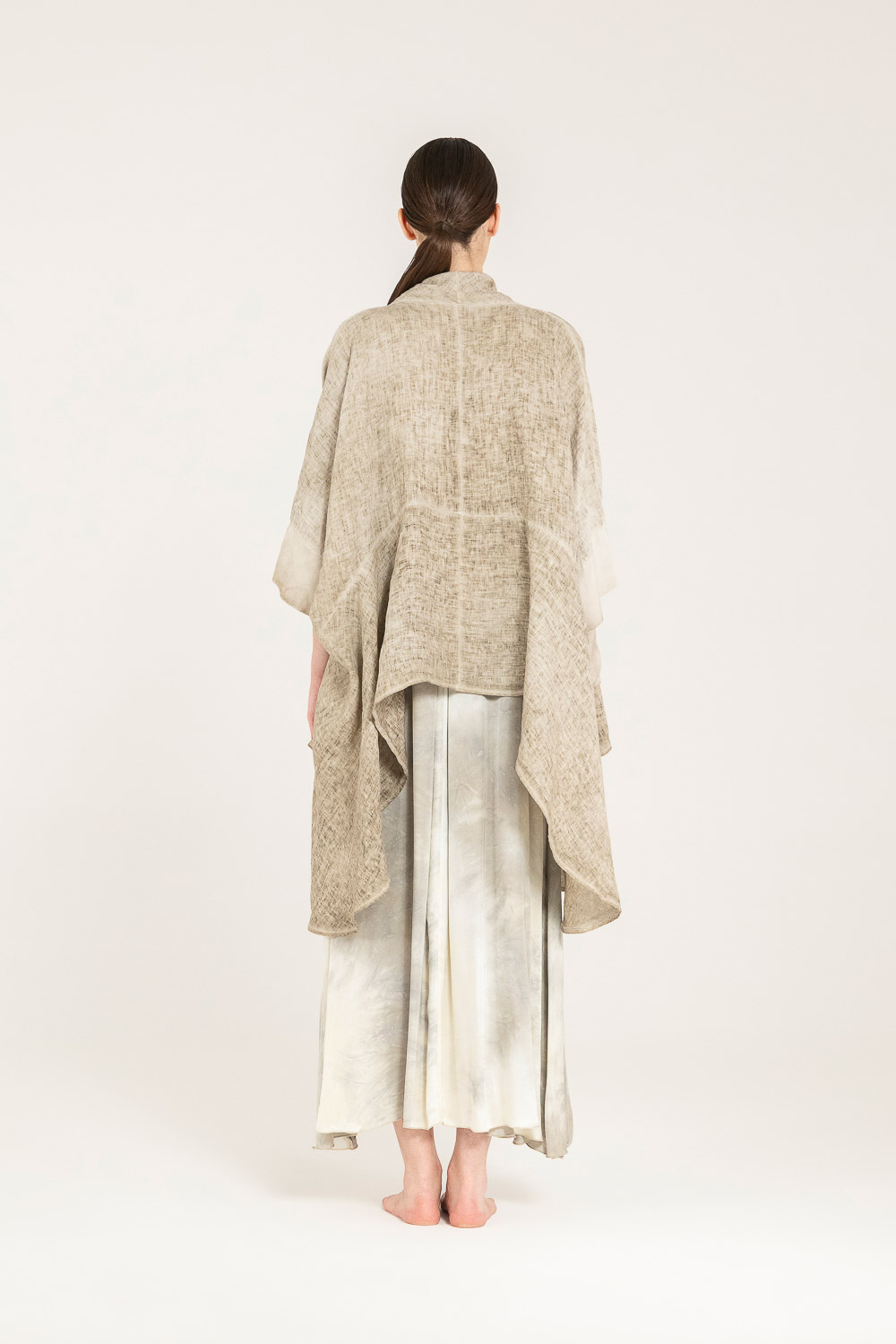 Sanctamuerte Maglieria Maxi Maglia Poncho-Pullover Leinen