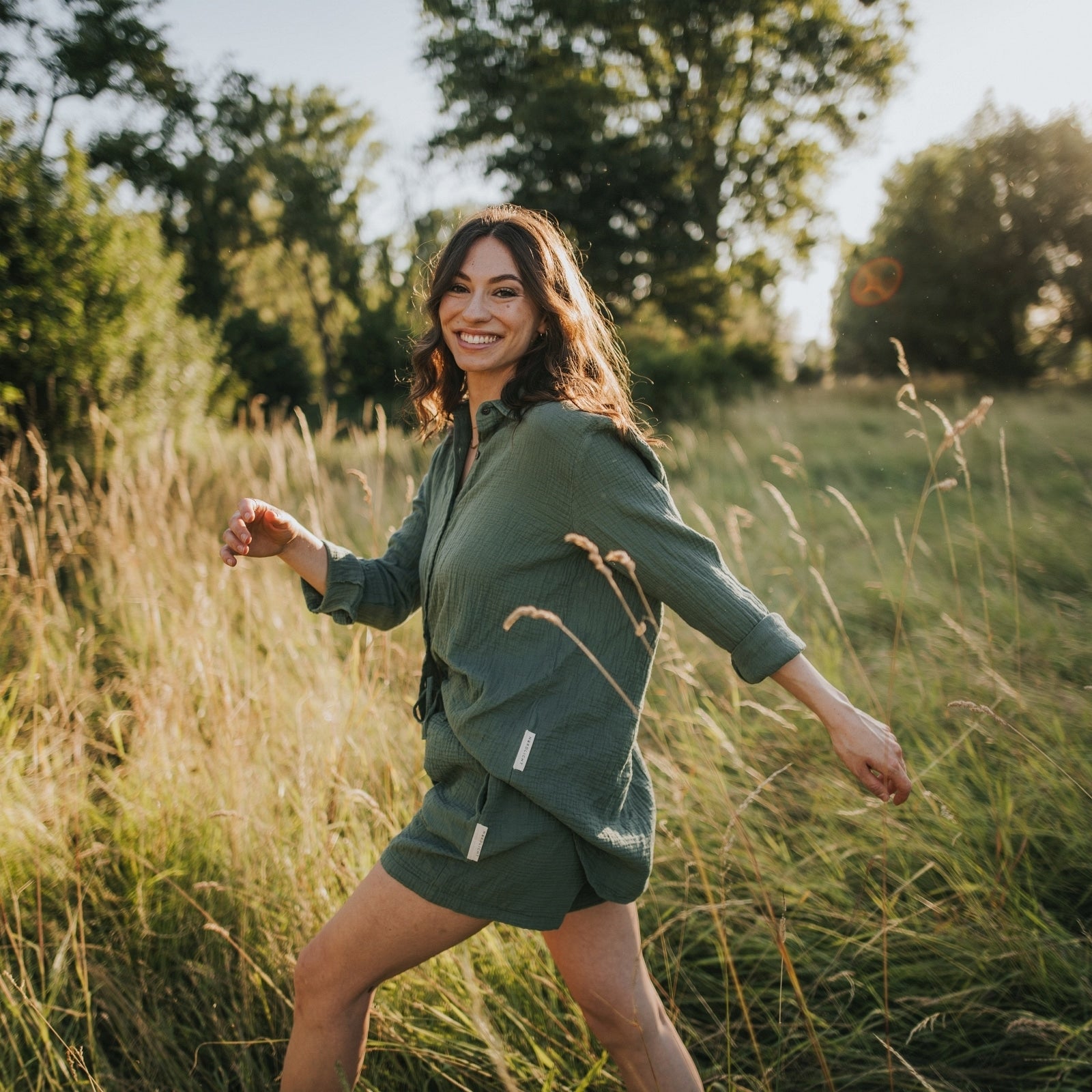 Nordlicht Leja Musselin Shorts Damen Grün locker