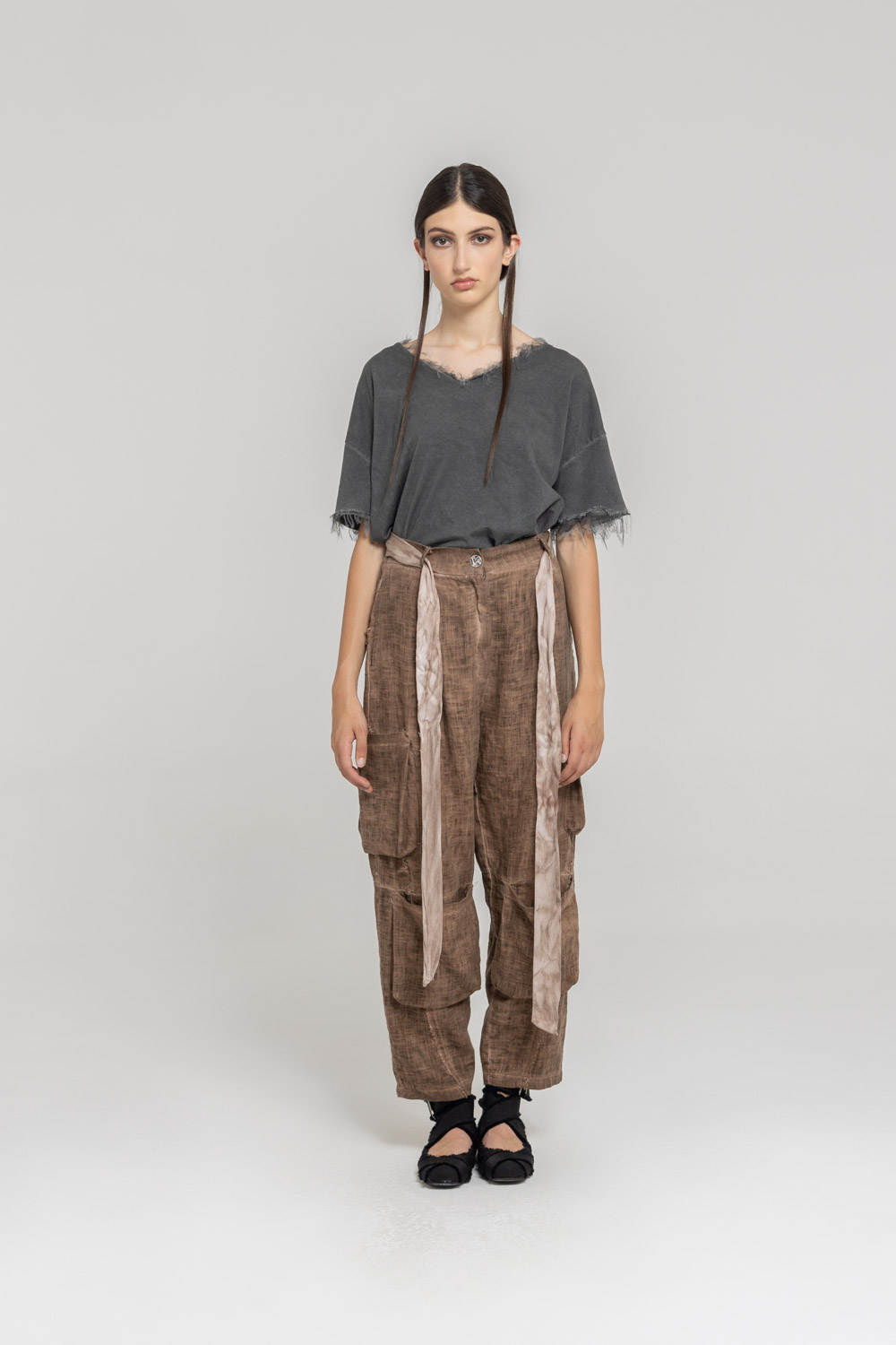 Sanctamuerte Pantaloni Cargo Hose Loose Fit Leinen