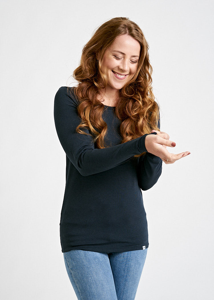 Wijld Maya Langarmshirt Carbon Damen aus Holz anliegend