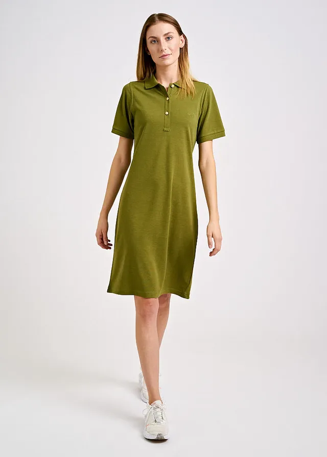 Wijld Polo-Kleid Olive Damenkleid grün Lyocell Bio-Baumwolle
