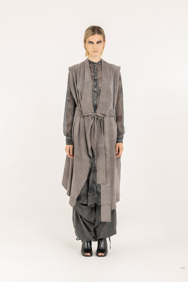 Sanctamuerte Capispalla Gilet Lungo Weste Camoscio
