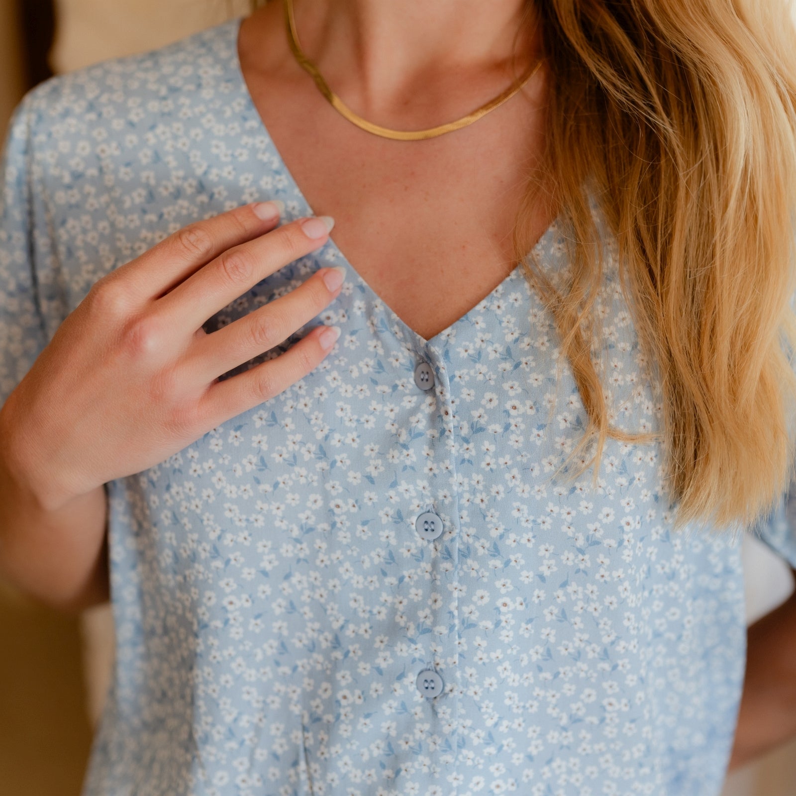 Nordlicht Saga Kurzarm Bluse Blumenmuster Ecovero