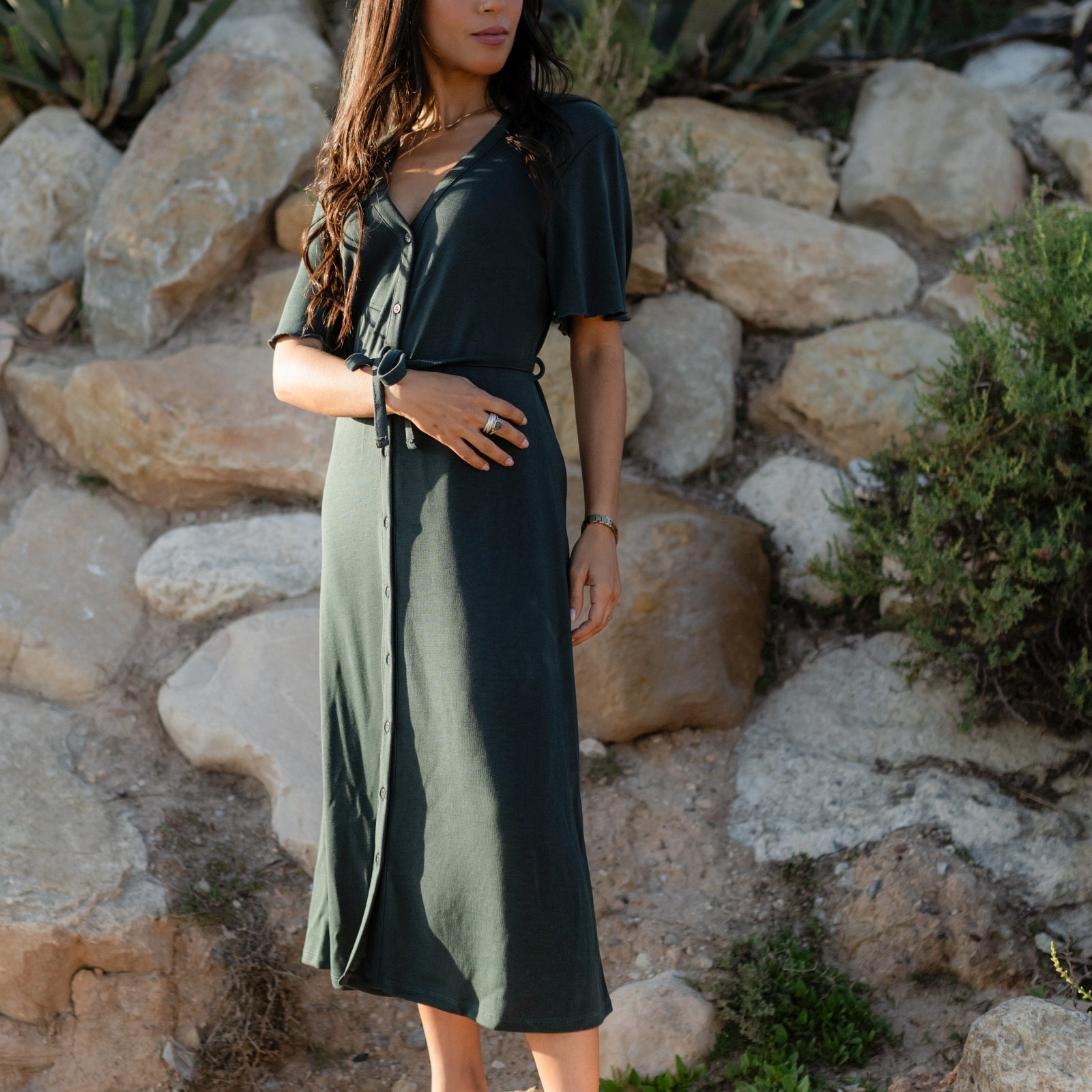 NORDLICHT Anouk Jersey Kleid Grün Tencel
