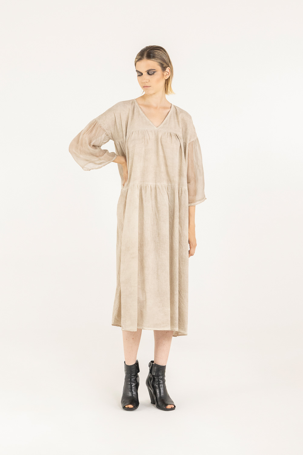 Sanctamuerte Abiti Maxi Abito Maxikleid Rüschen Baumwolle
