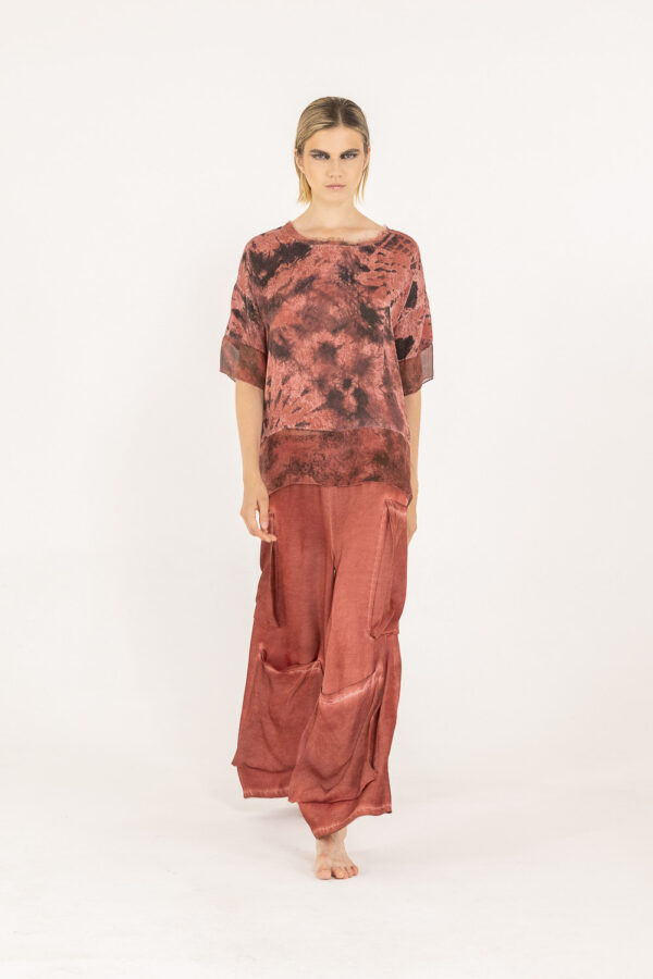 Sanctamuerte T-Shirt Tshirt Stampa Shirt Viskose-Satin Batik