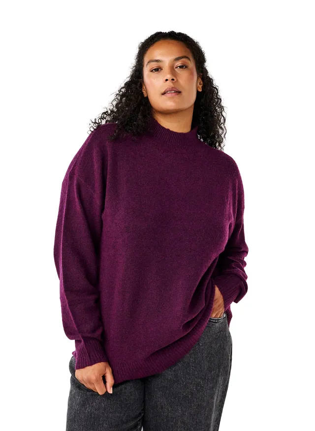 Zizzi Strickbluse Wolle Langarm Hoher Hals Große Größen