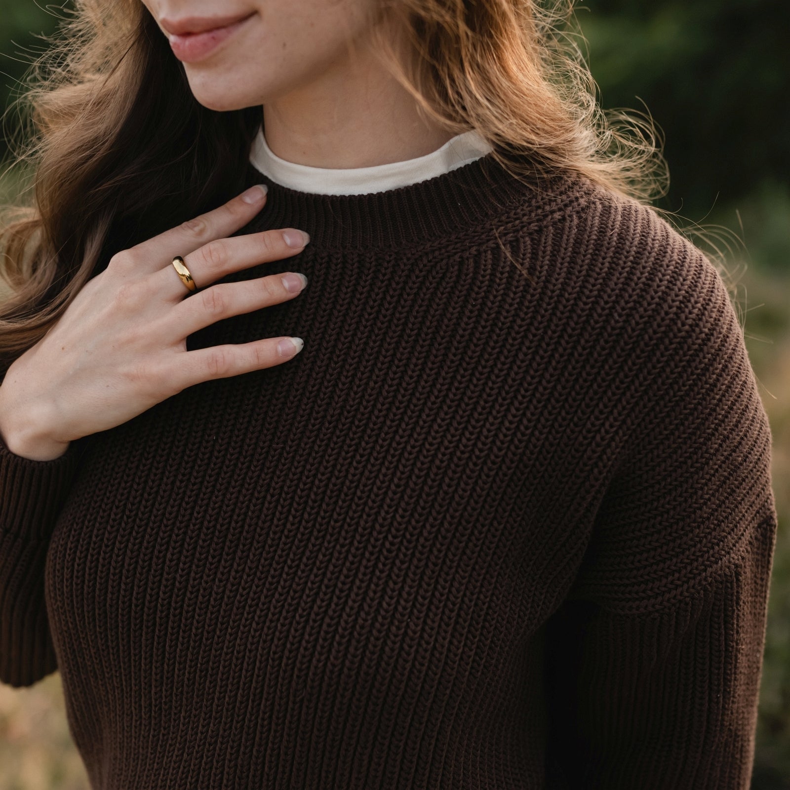 NORDLICHT Mara Grobstrick Pullover Braun Bio-Baumwolle