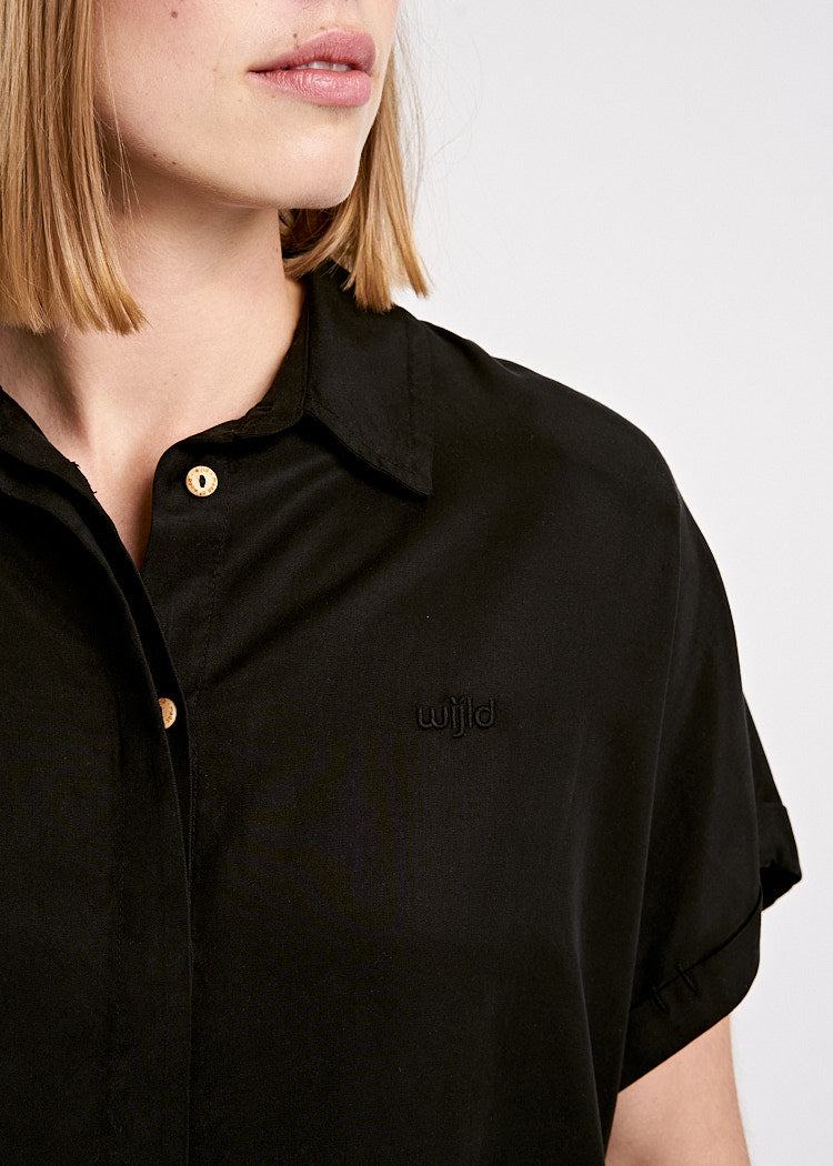 Wijld Twill Bluse Black Damen-Bluse Lyocell