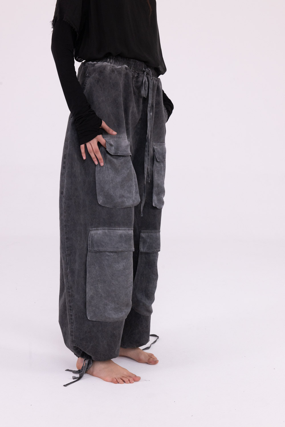 Sanctamuerte Pantaloni Pantalone Cargo Hose Baumwolle Satin