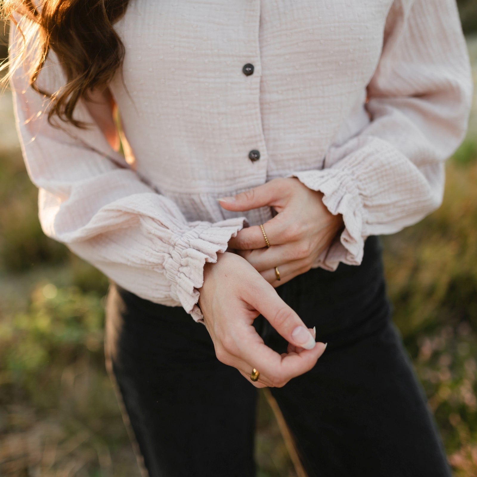 NORDLICHT Selma Musselin Bluse Damen Rosa Punkte
