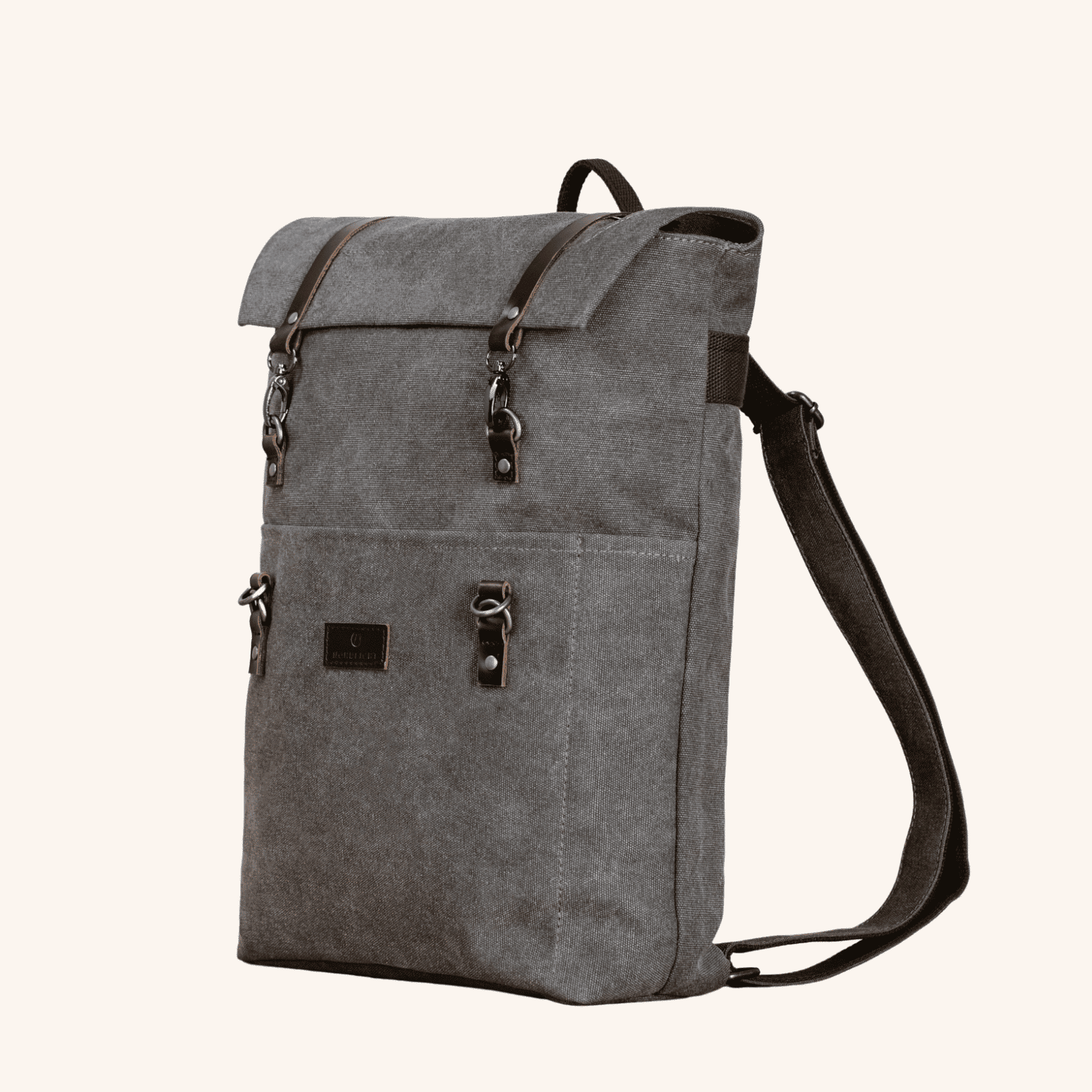 NORDLICHT Accessoires Rucksack Jonte grau Echtleder Segeltuch