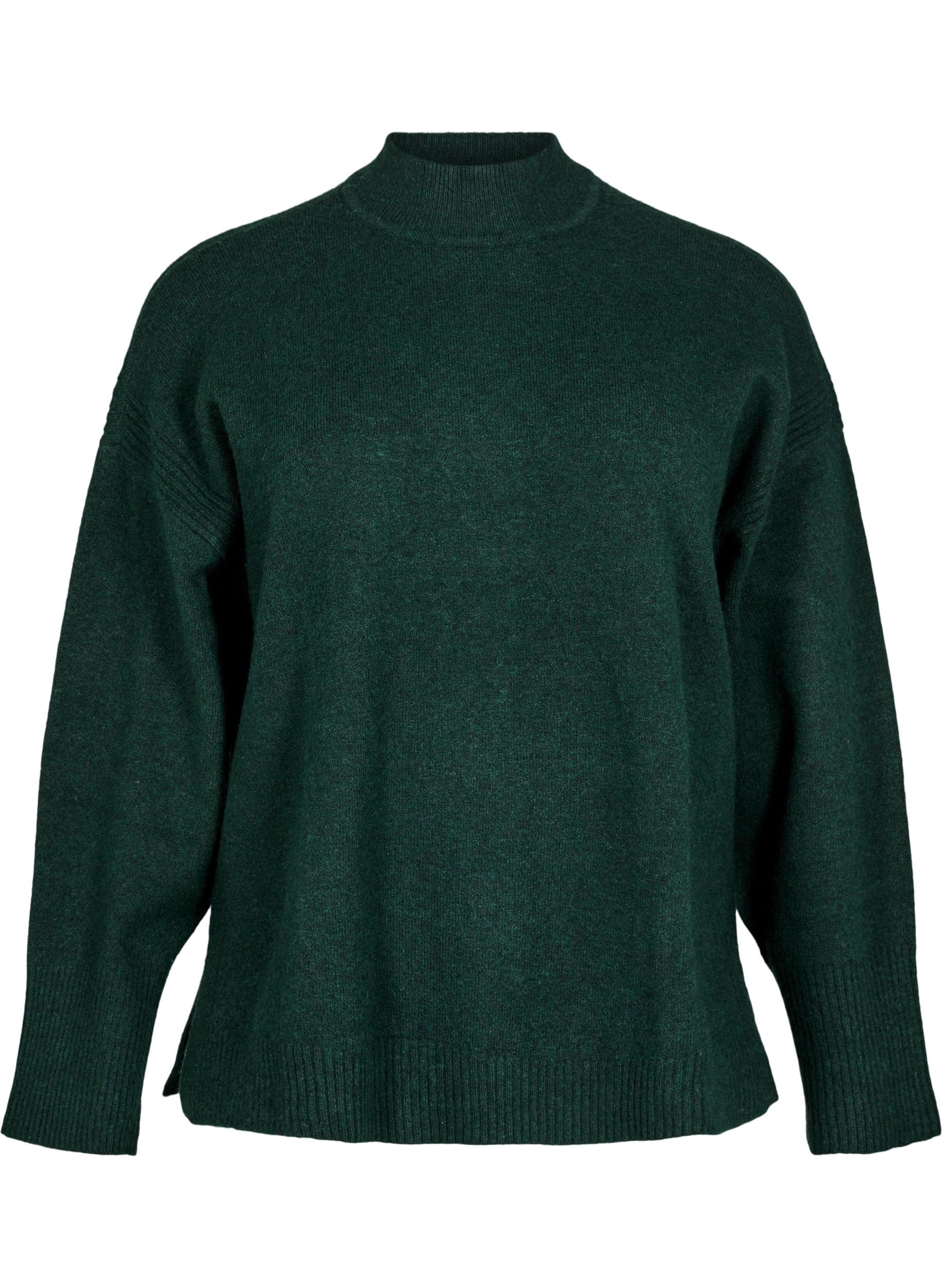 Zizzi Strickpullover hoher Kragen Wolle Ripp 42-60