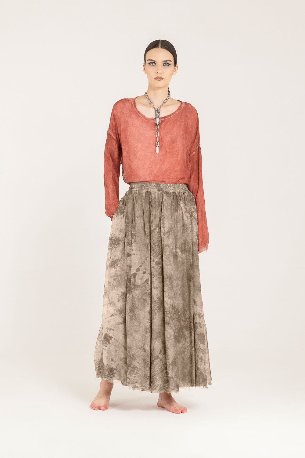 Sanctamuerte Gonne Rock Tie-Dye Viskose-Seide