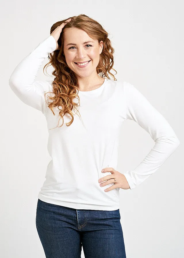 Wijld Maya Damen Langarmshirt Bright White Lyocell
