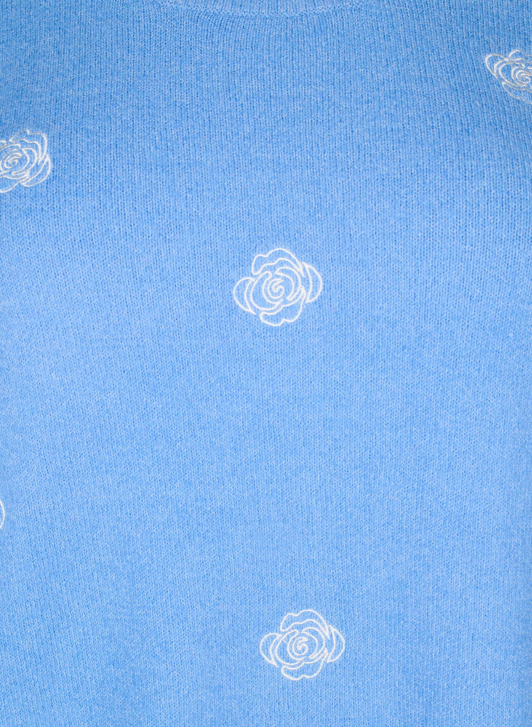 Zizzi Strick Strickbluse Blütenstickerei 3/4-Arm große Größen
