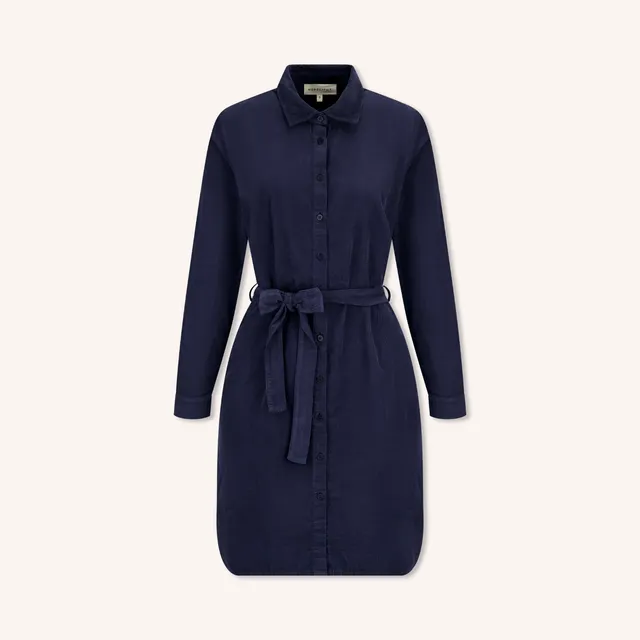 NORDLICHT Enna Cord Kleid Blau Bio-Baumwolle