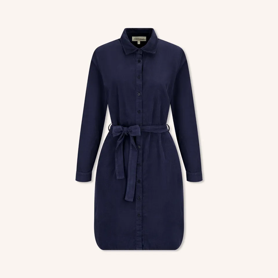 NORDLICHT Enna Cord Kleid Blau Bio-Baumwolle
