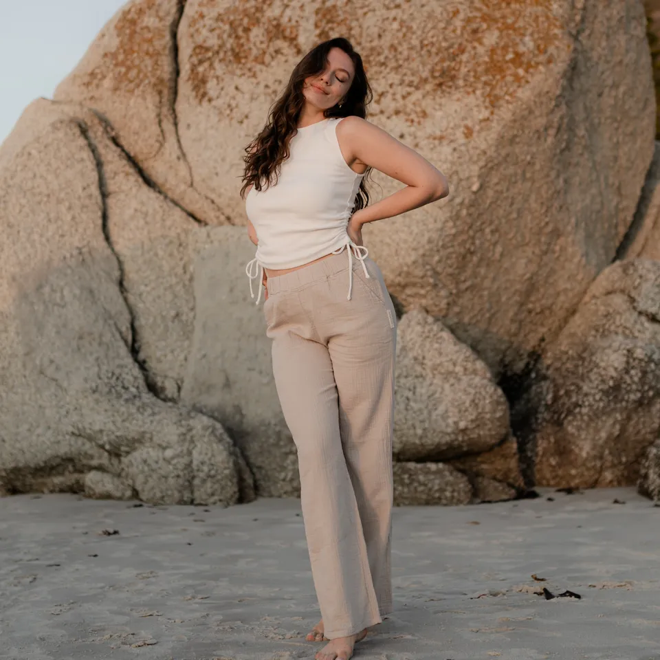 Nordlicht Leja Lang Musselinhose Natur Bio-Baumwolle