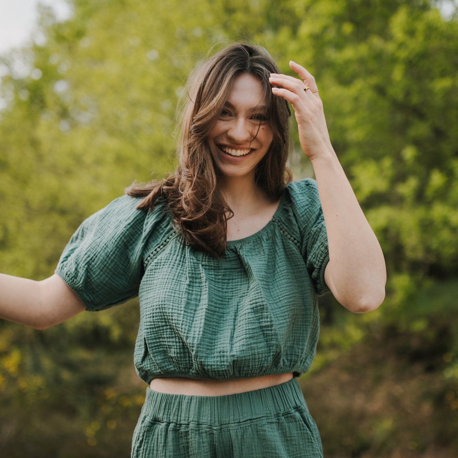 Nordlicht Mailin Musselin Crop Top Damen Rüschen