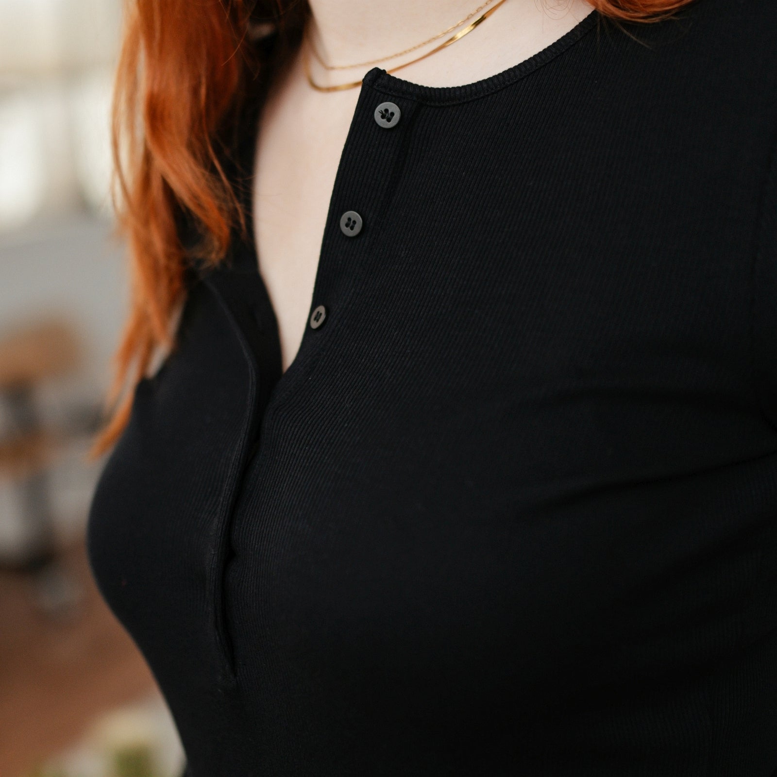 NORDLICHT Lucia Henley Rippshirt Longsleeve Schwarz