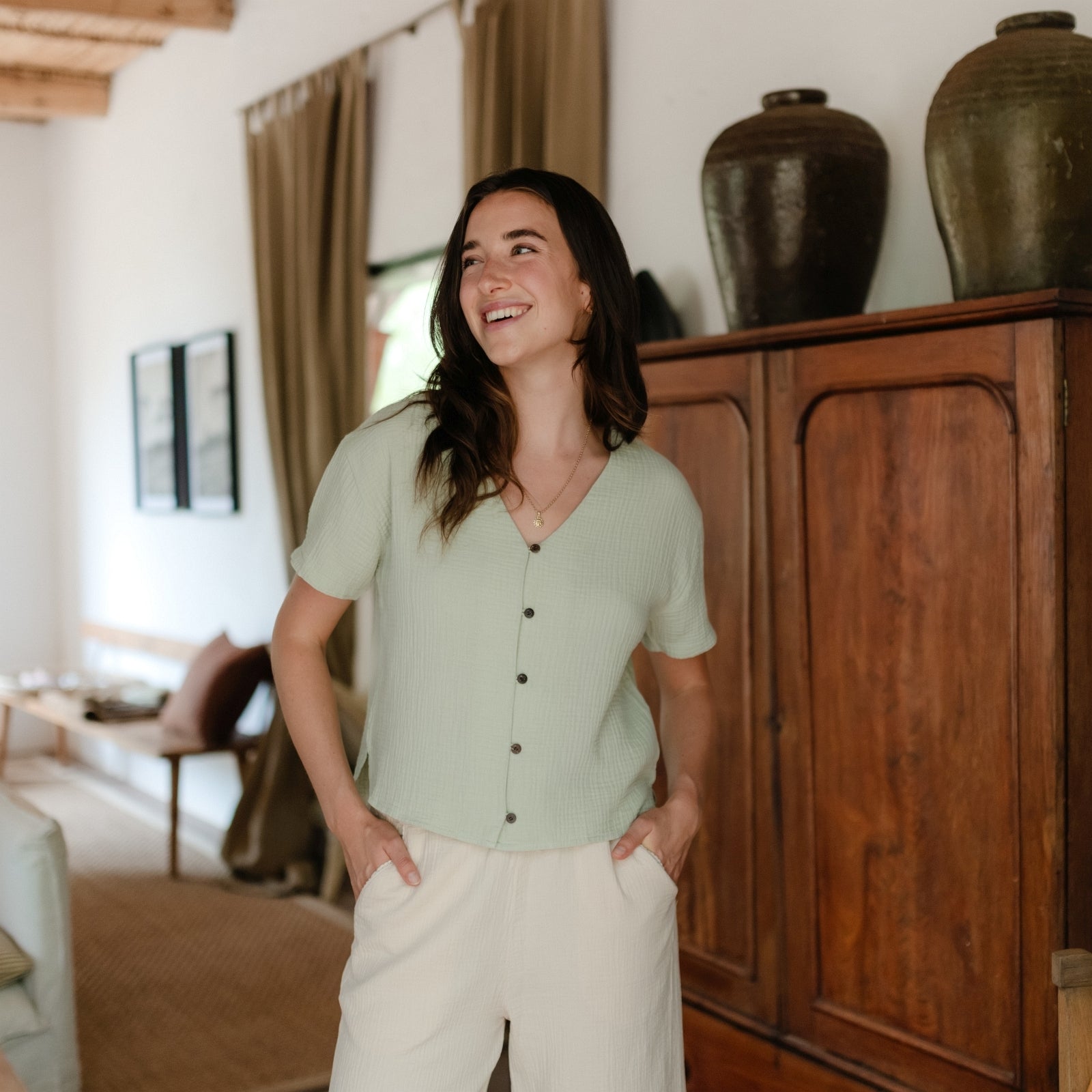 NORDLICHT Freja Musselin Shirt Kurzarm Bio-Baumwolle