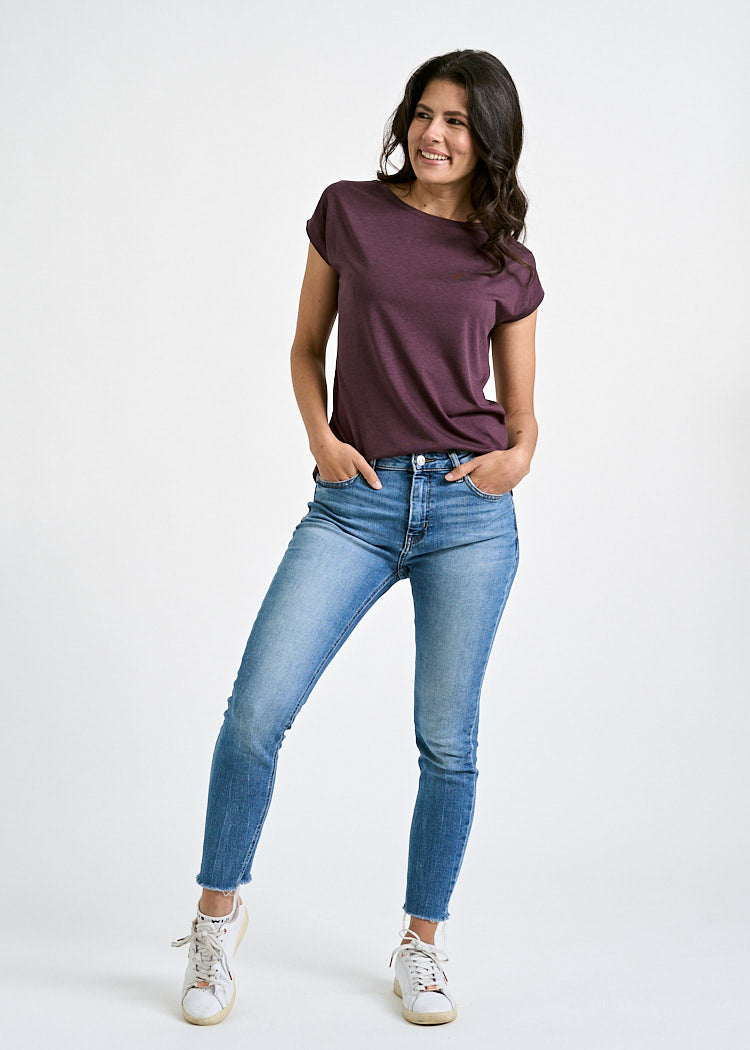 Wijld Woodshirt Elena Damen T-Shirt Purple lockerer Schnitt