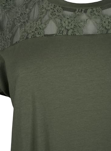 Zizzi T-Shirt Damen Große Größen Baumwolle Spitze