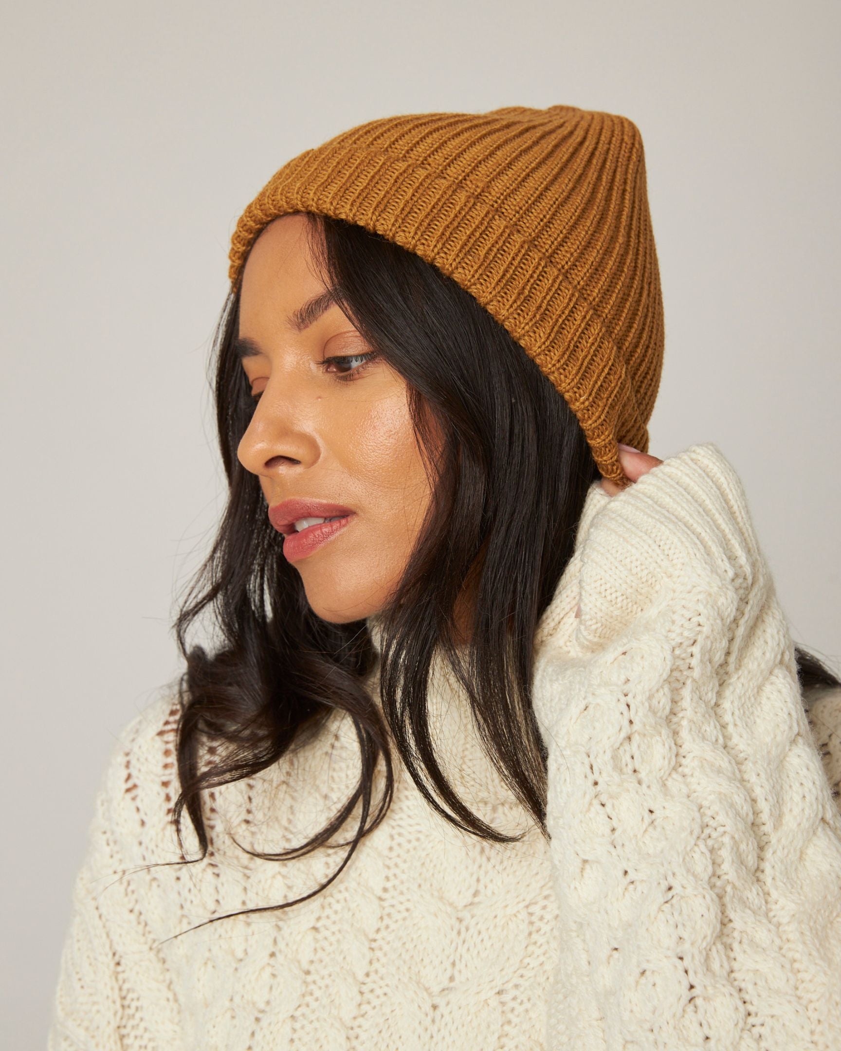 Peregrine Porter Ribbed Beanie Mütze Oak Merinowolle