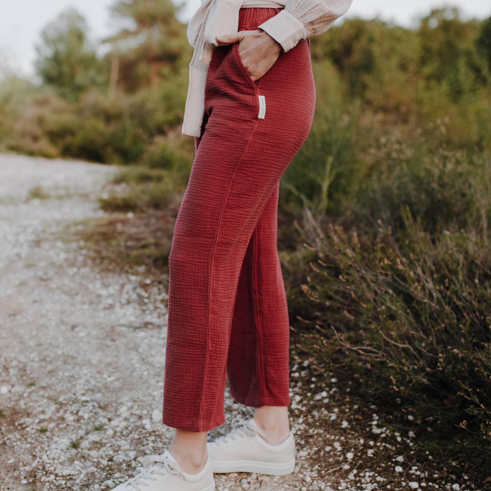 NORDLICHT Hosen Leja Musselin Hose Damen Rot gerade